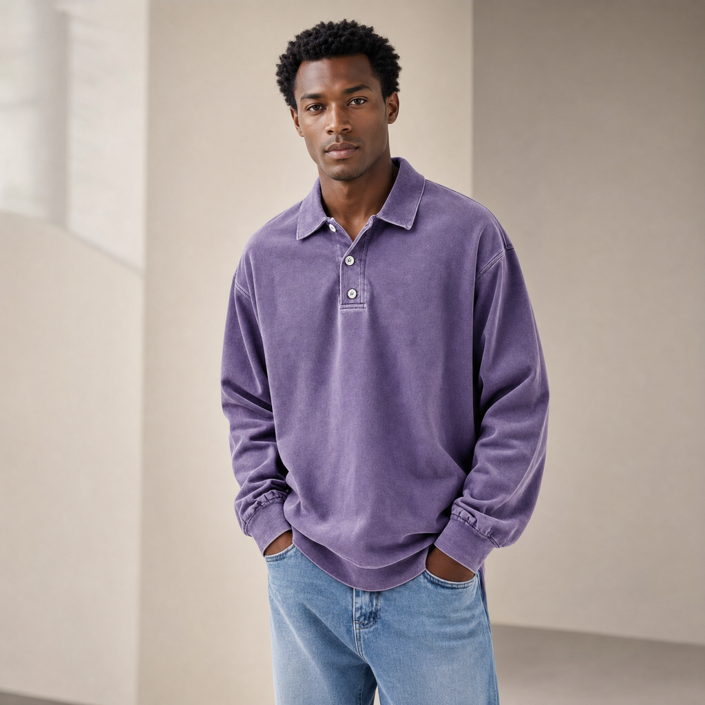 Men's Long-Sleeve Polo | Relaxed-Fit Everyday Style