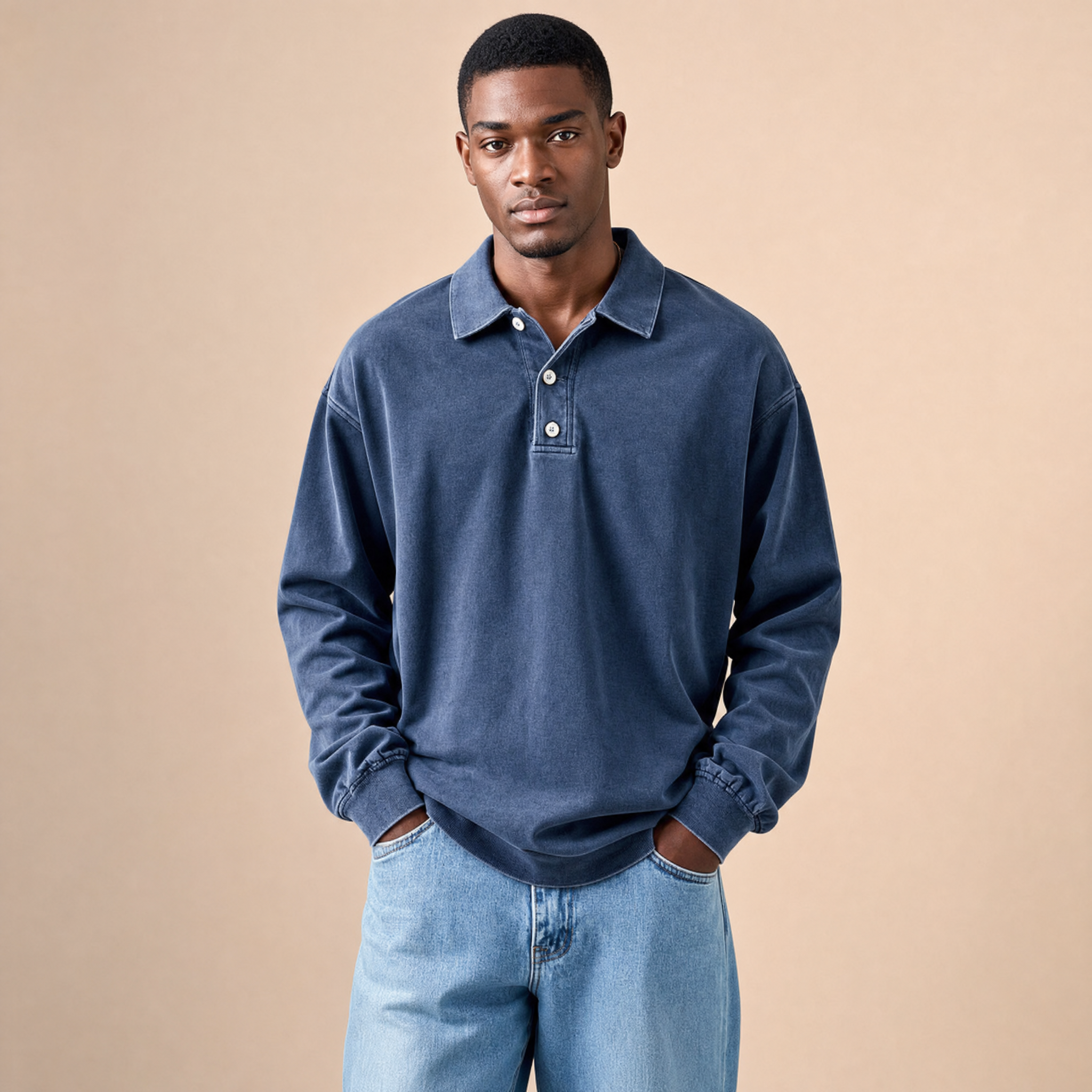 Men's Long-Sleeve Polo | Relaxed-Fit Everyday Style