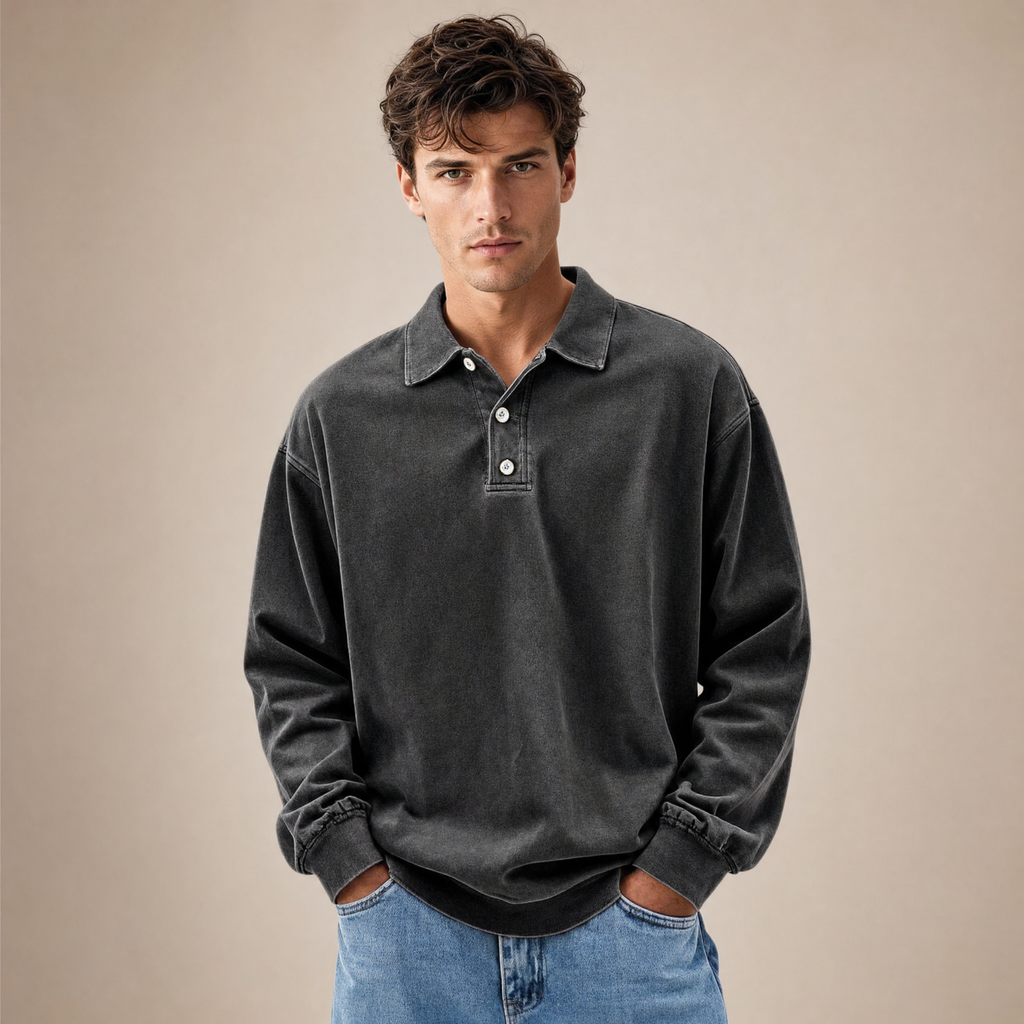Men's Long-Sleeve Polo | Relaxed-Fit Everyday Style