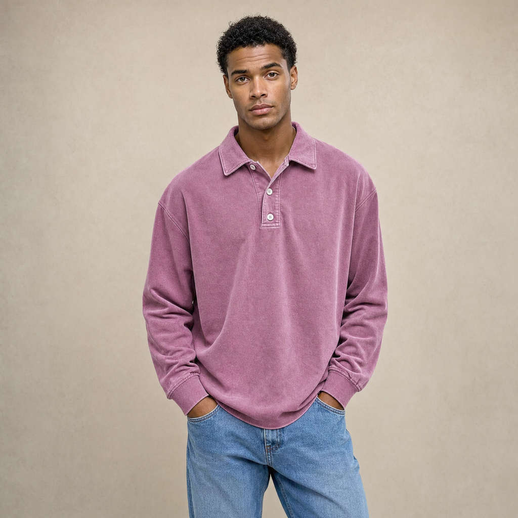 Men's Long-Sleeve Polo | Relaxed-Fit Everyday Style