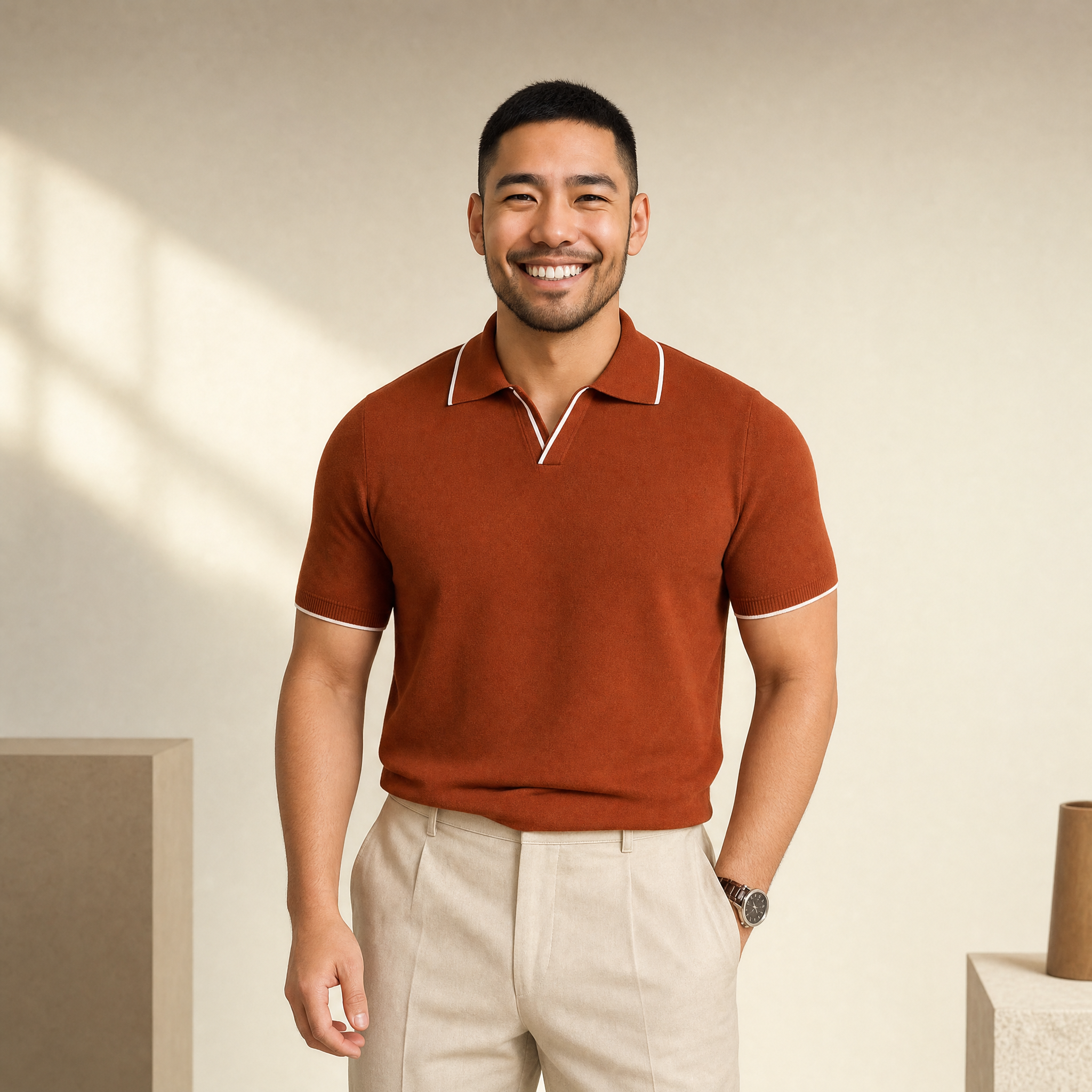 Men's Polo Shirt | Contrast-Trim Knit, Slim Fit