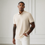 Men's Polo Shirt | Chevron Knit Texture, Smart-Casual