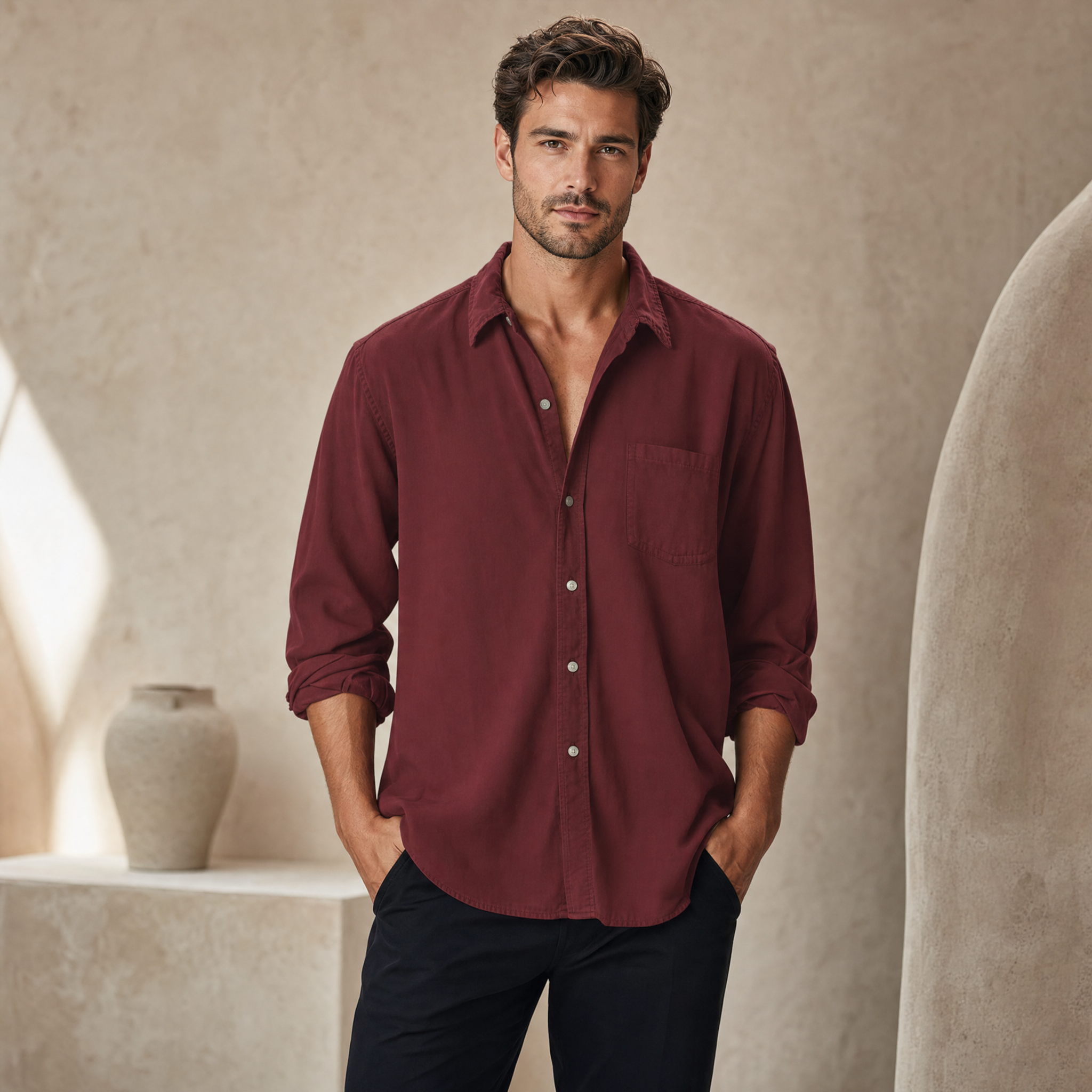 Men's Long-Sleeve Dress Shirt | Structured Collar