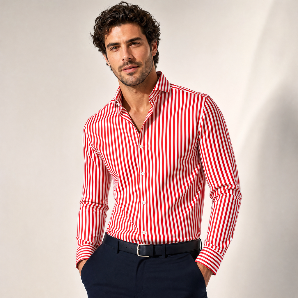 Men's Striped Dress Shirt | Tailored Long-Sleeve Button-Up