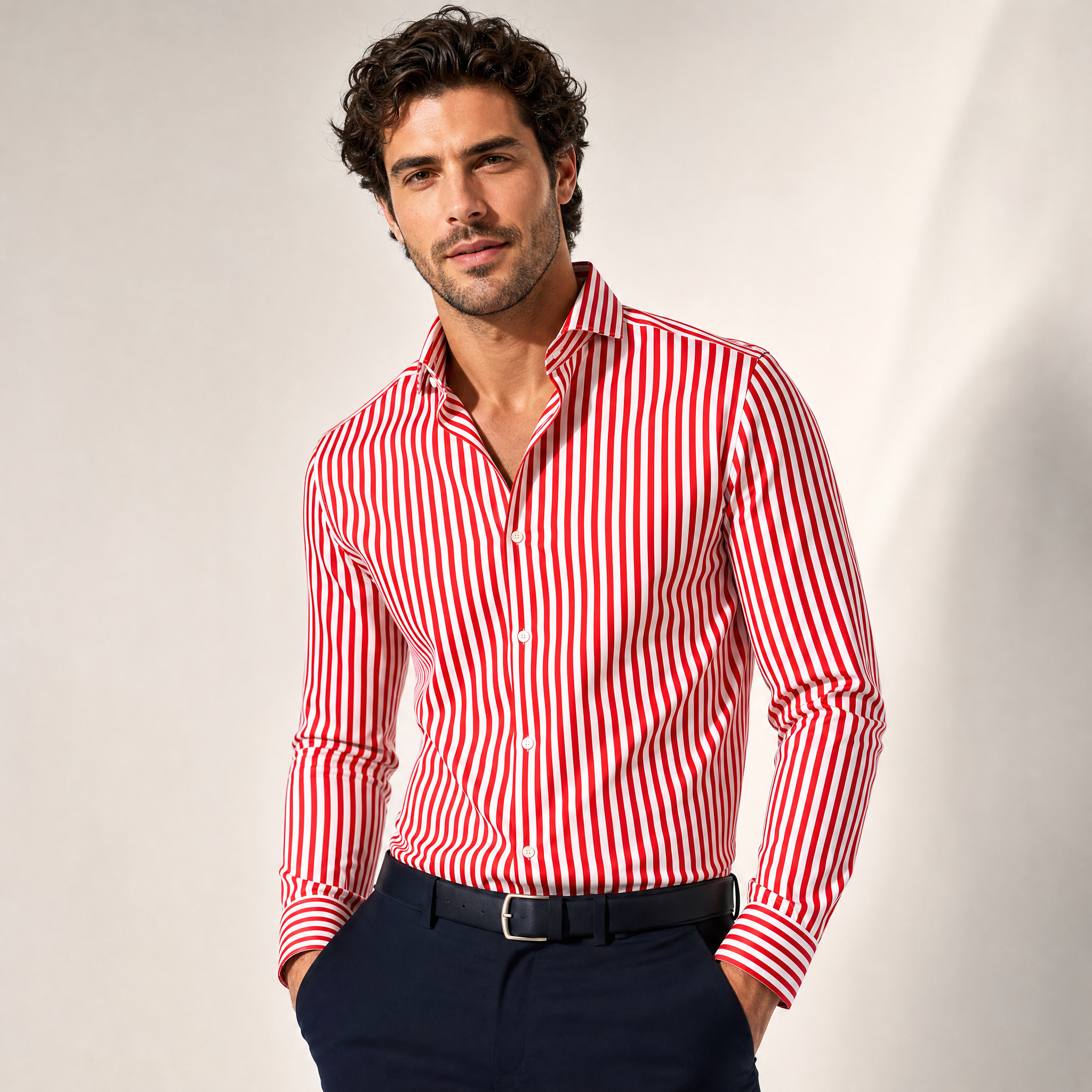 Men's Striped Dress Shirt | Tailored Long-Sleeve Button-Up