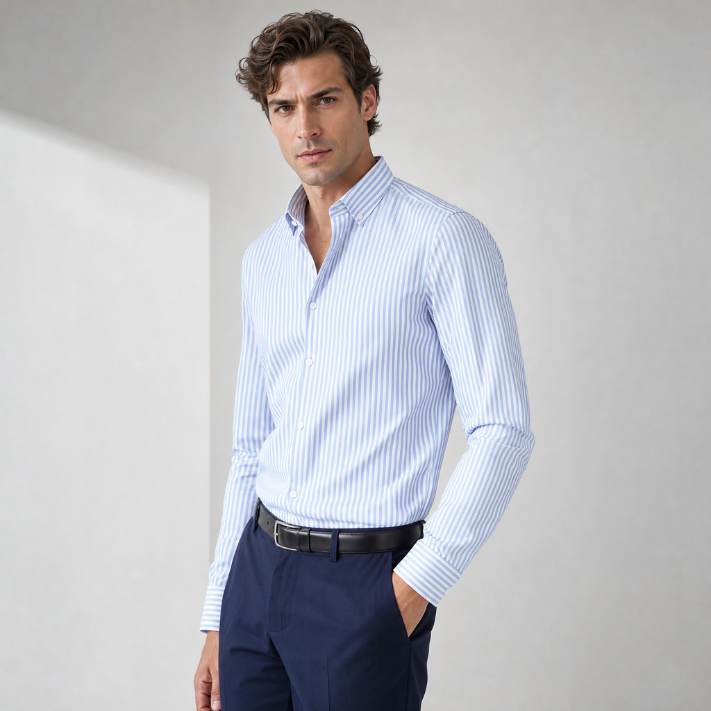 Men's Striped Dress Shirt | Tailored Long-Sleeve Button-Up