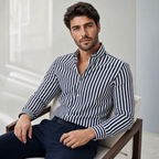 Men's Striped Dress Shirt | Tailored Long-Sleeve Button-Up