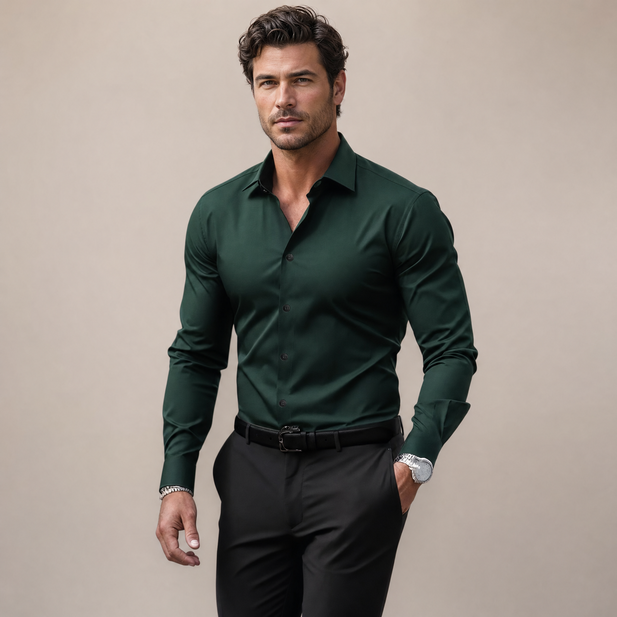 Men's Dress Shirt | Notched-Collar Long-Sleeve