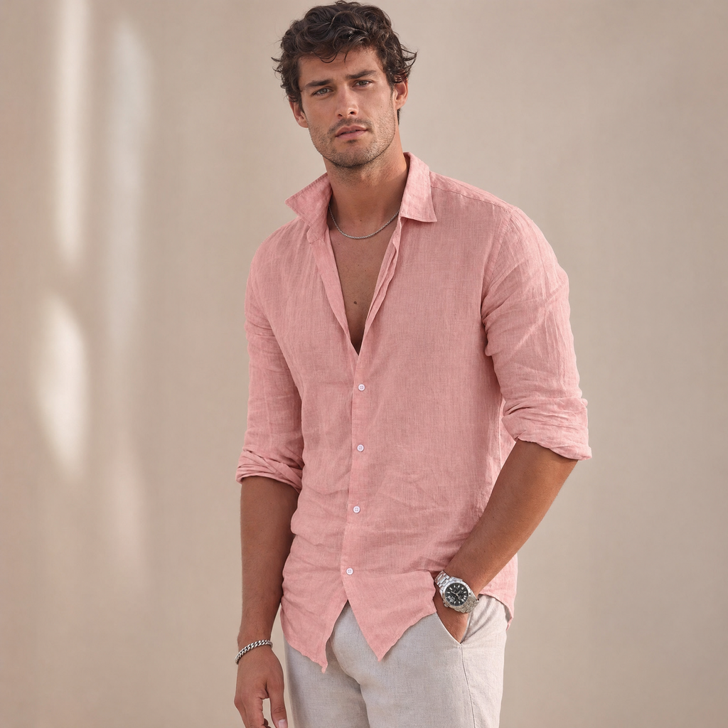 Men's Long-Sleeve Linen Shirt | Breathable Summer Fit