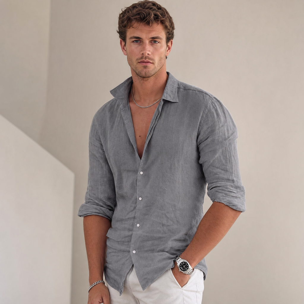 Men's Long-Sleeve Linen Shirt | Breathable Summer Fit