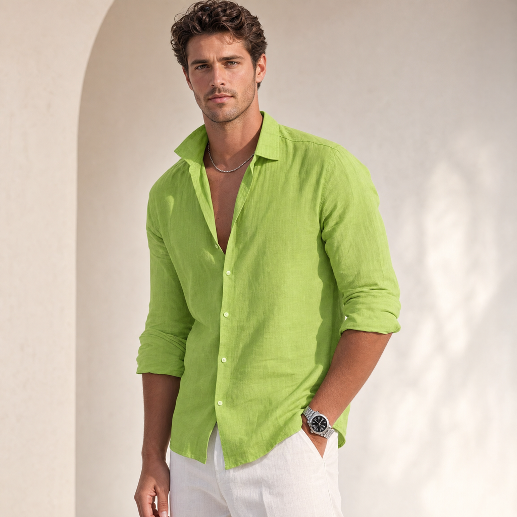 Men's Long-Sleeve Linen Shirt | Breathable Summer Fit