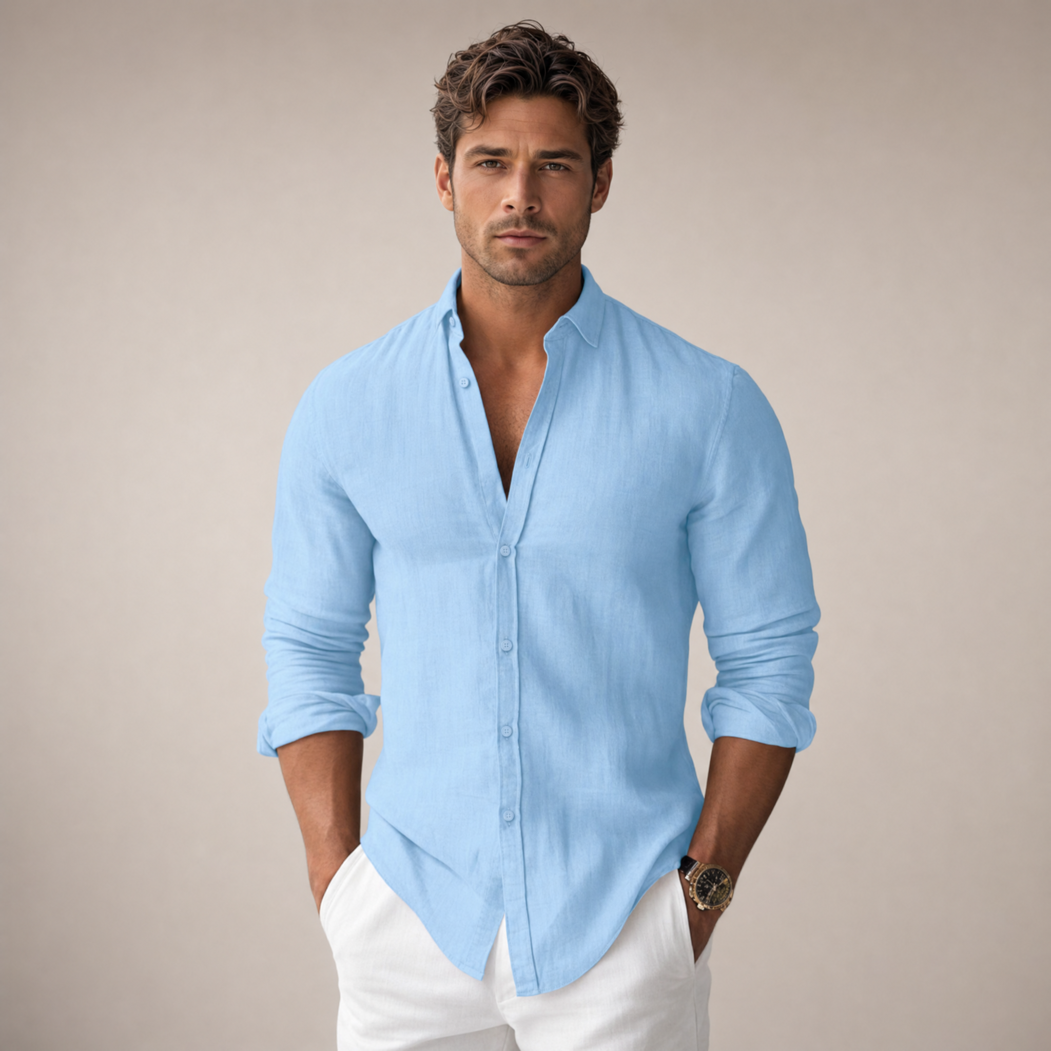 Men's Linen Shirt | Long-Sleeve Lightweight Relaxed Fit