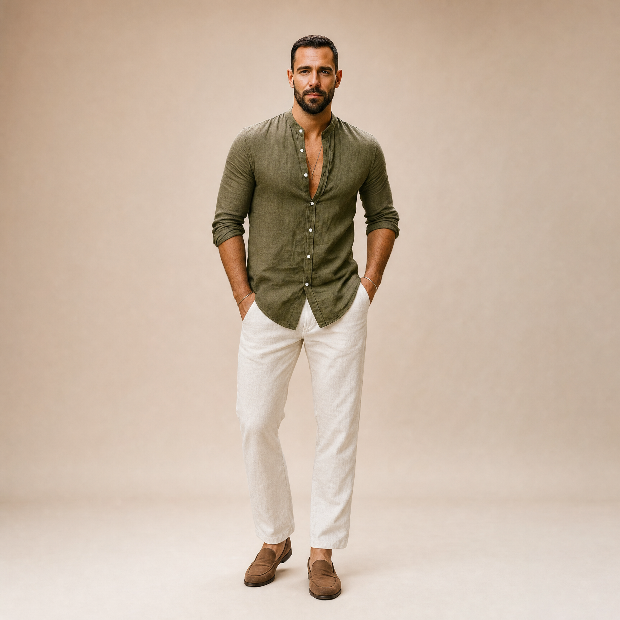 Men's 3/4-Sleeve Henley Shirt | Relaxed Casual Fit