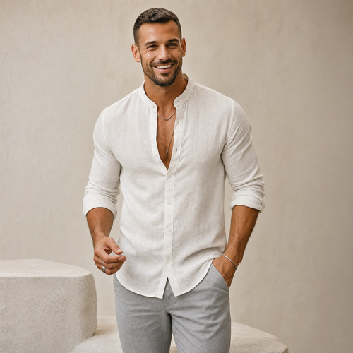 Men's 3/4-Sleeve Henley Shirt | Relaxed Casual Fit