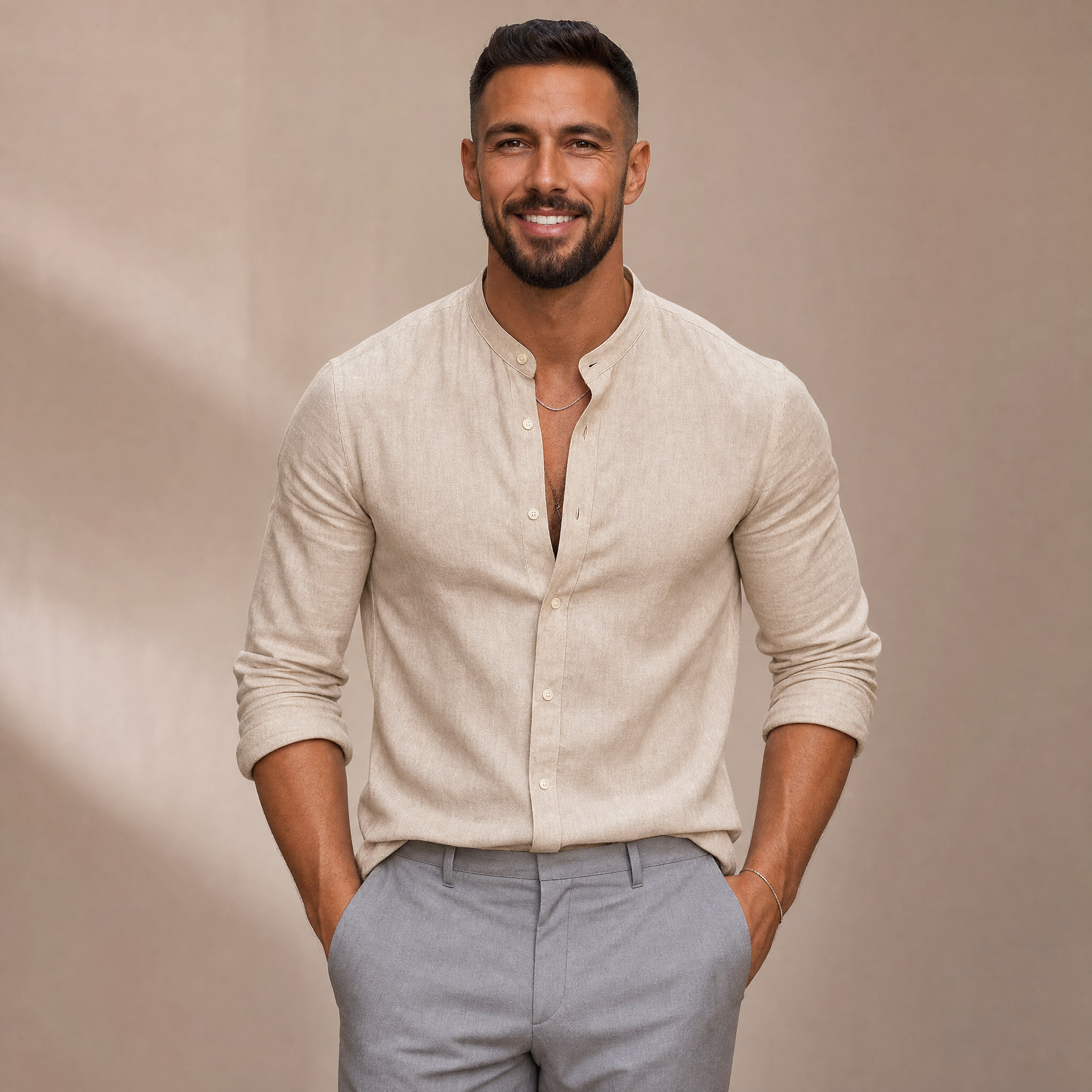 Men's 3/4-Sleeve Henley Shirt | Relaxed Casual Fit