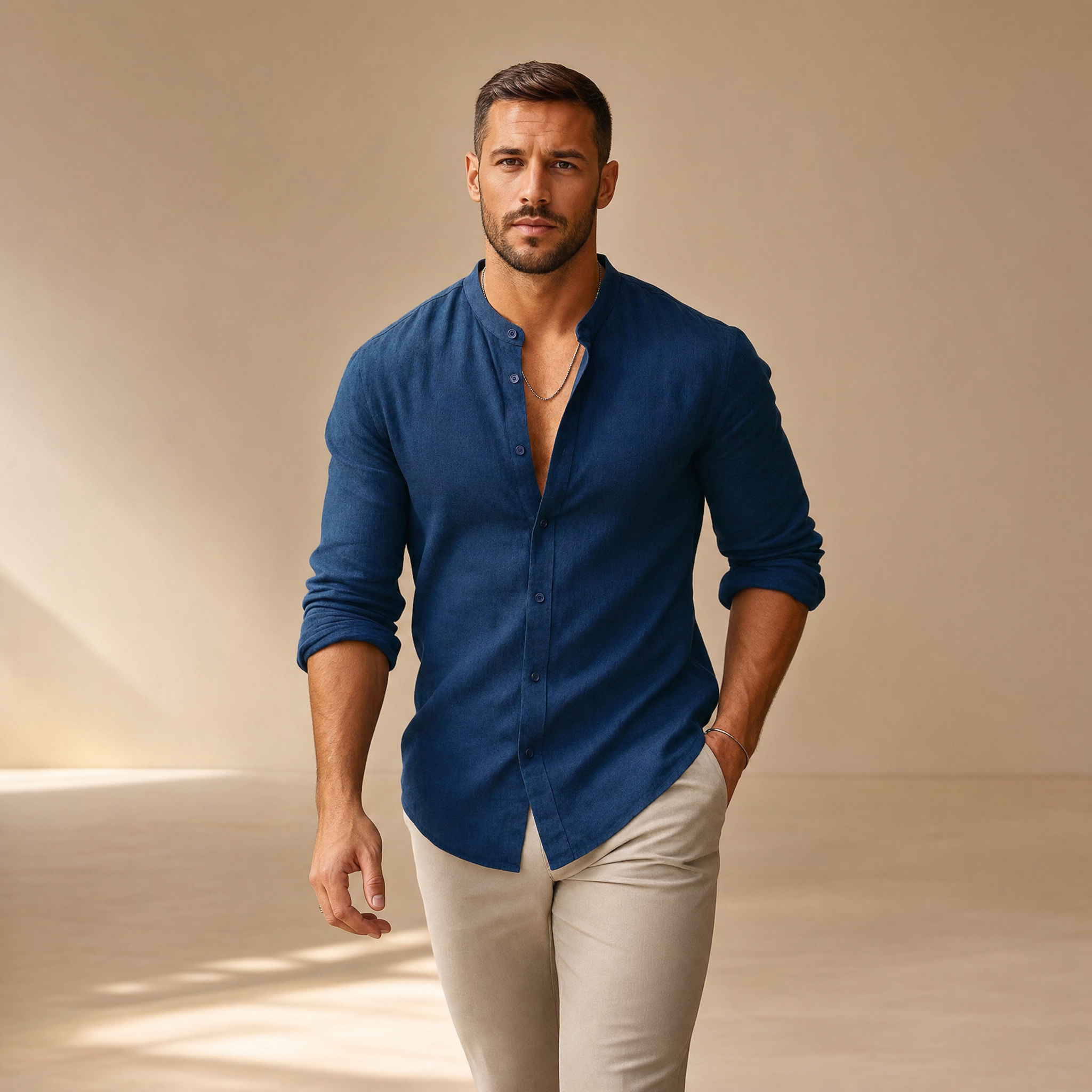 Men's 3/4-Sleeve Henley Shirt | Relaxed Casual Fit