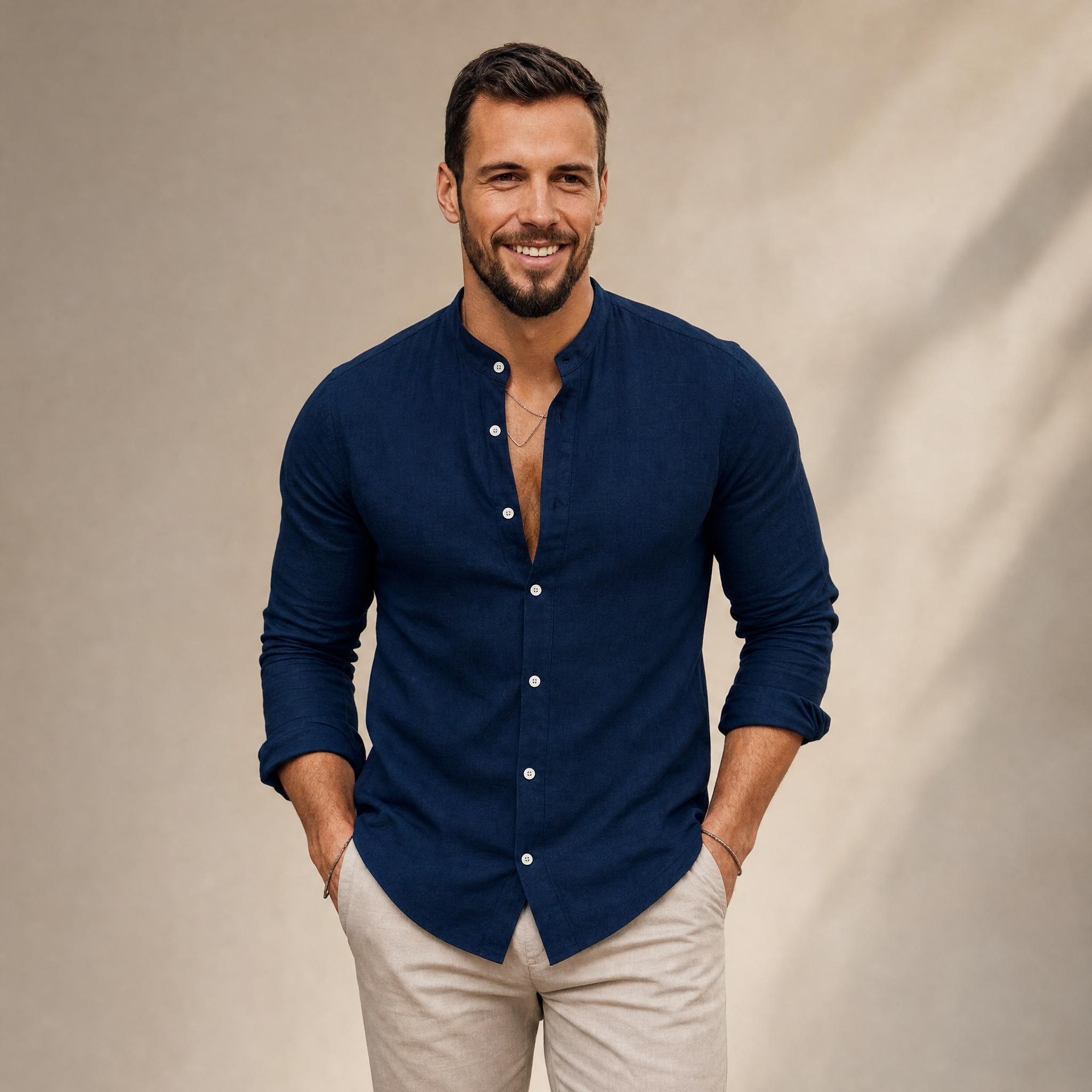 Men's 3/4-Sleeve Henley Shirt | Relaxed Casual Fit
