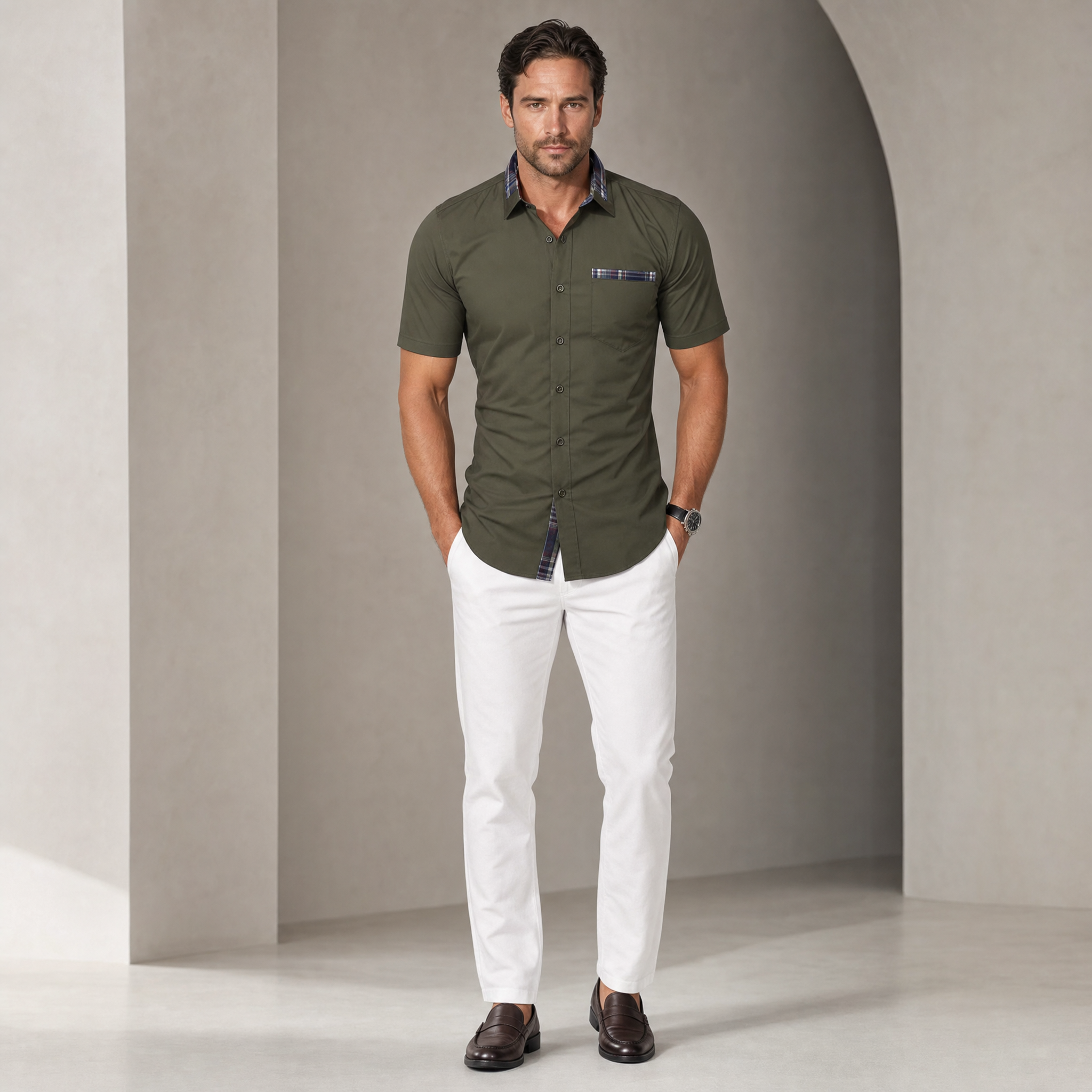 Men's Short-Sleeve Dress Shirt | Tailored Classic Collar