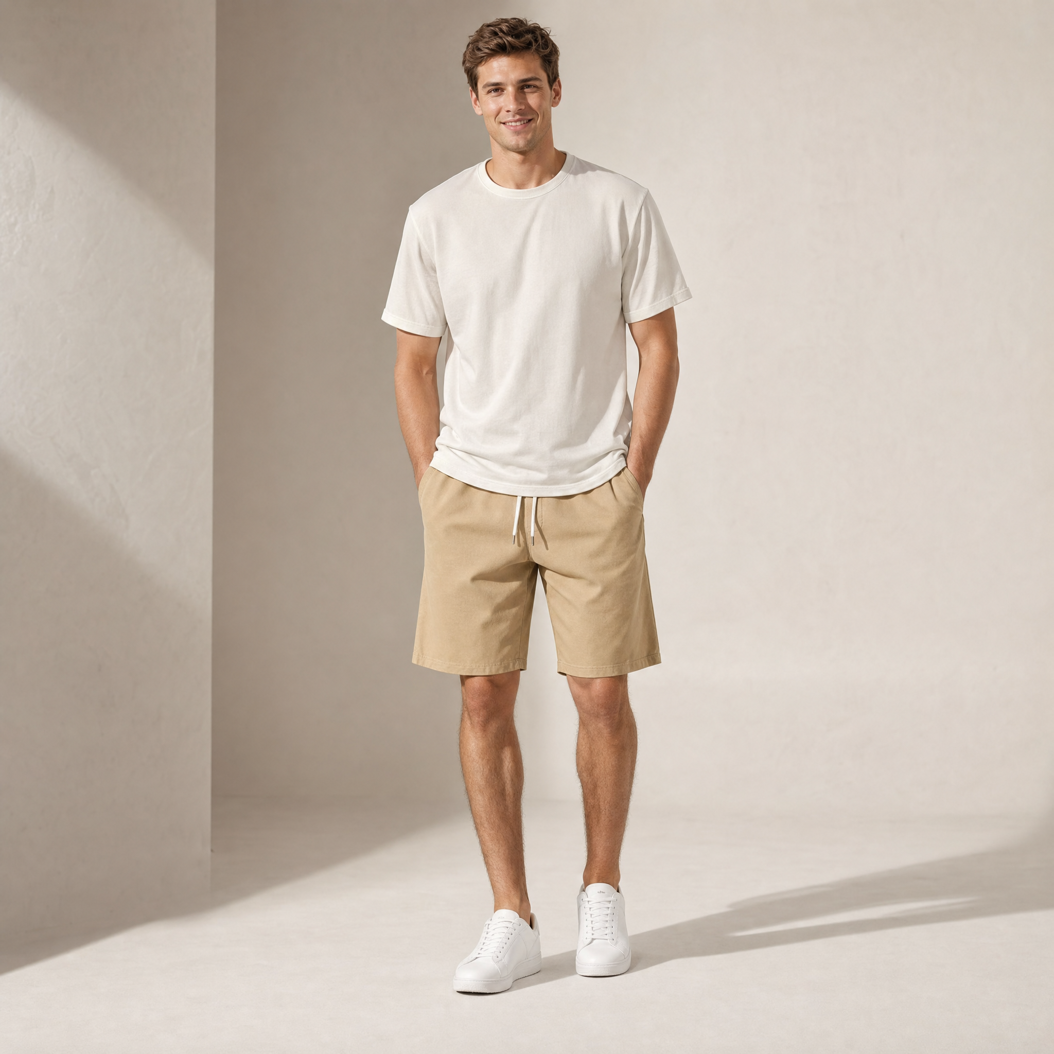 Men's Woven Shorts | Knee-Length Elasticated Waist
