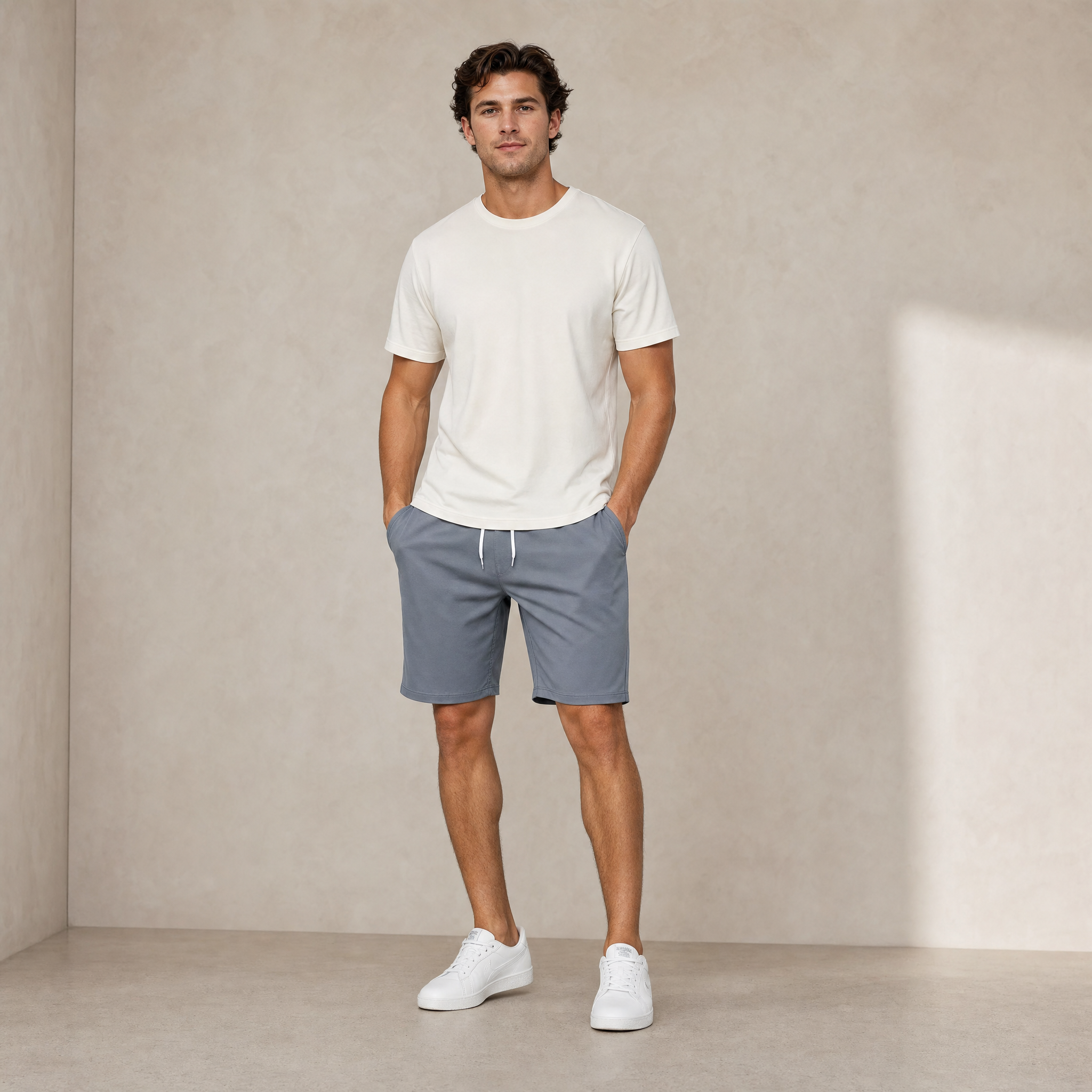 Men's Woven Shorts | Knee-Length Elasticated Waist