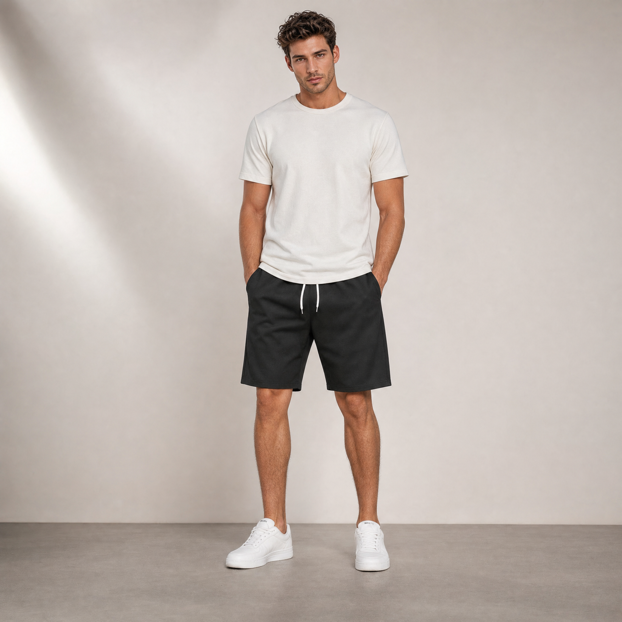 Men's Woven Shorts | Knee-Length Elasticated Waist