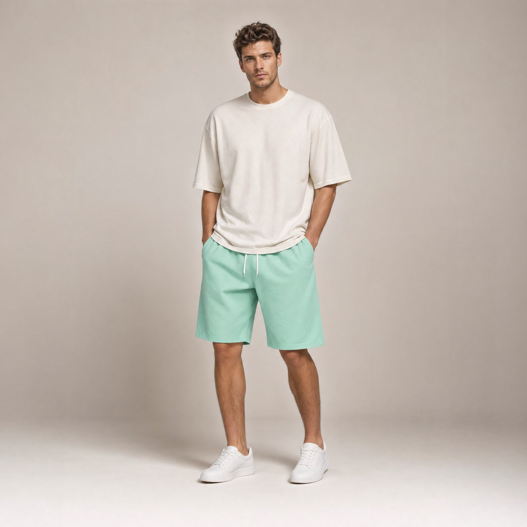 Men's Woven Shorts | Knee-Length Elasticated Waist