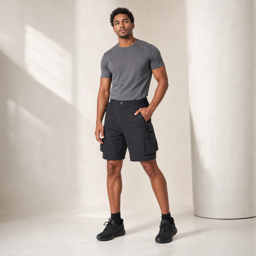 Men's Cargo Shorts | Elastic Waist, Zip Pockets