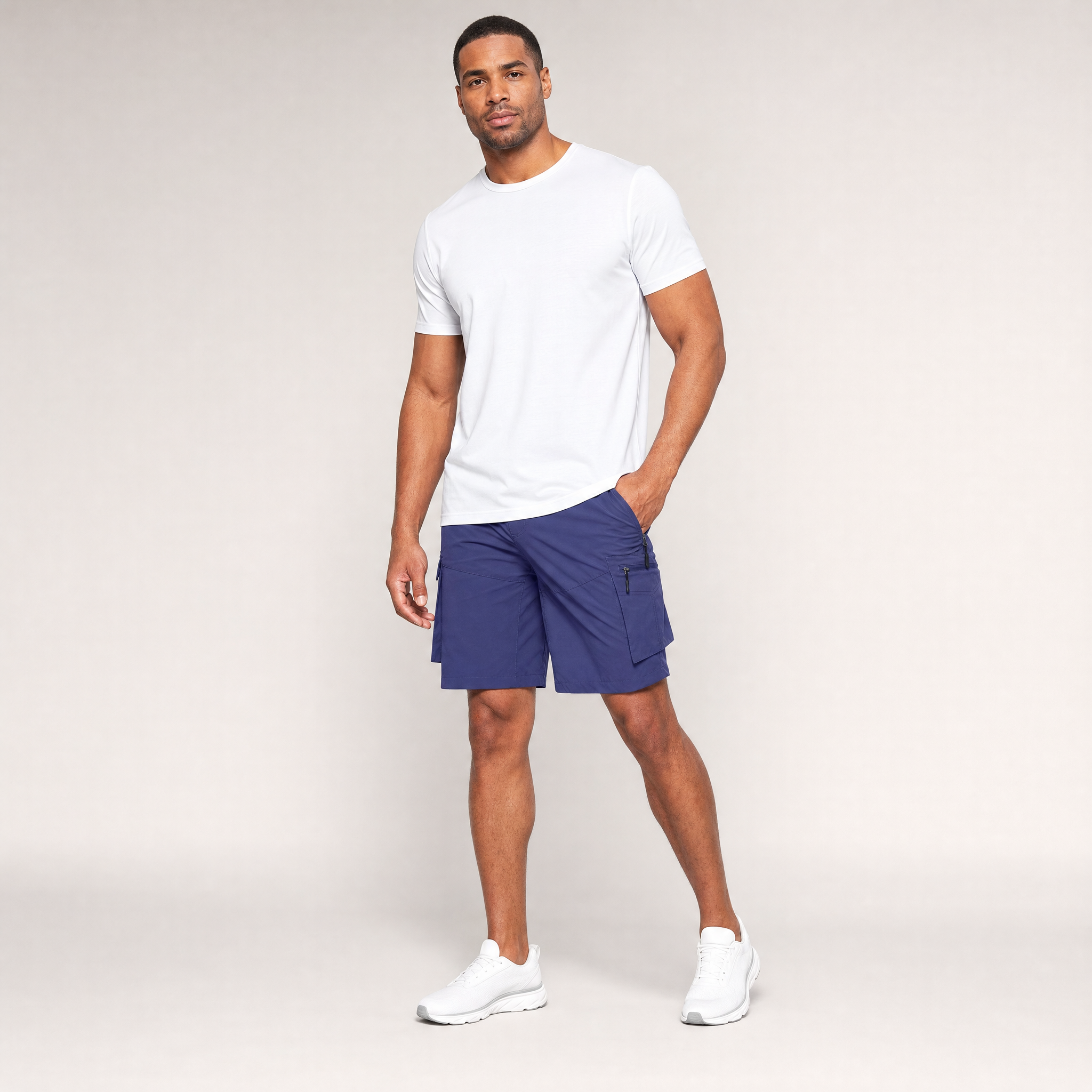 Men's Cargo Shorts | Elastic Waist, Zip Pockets