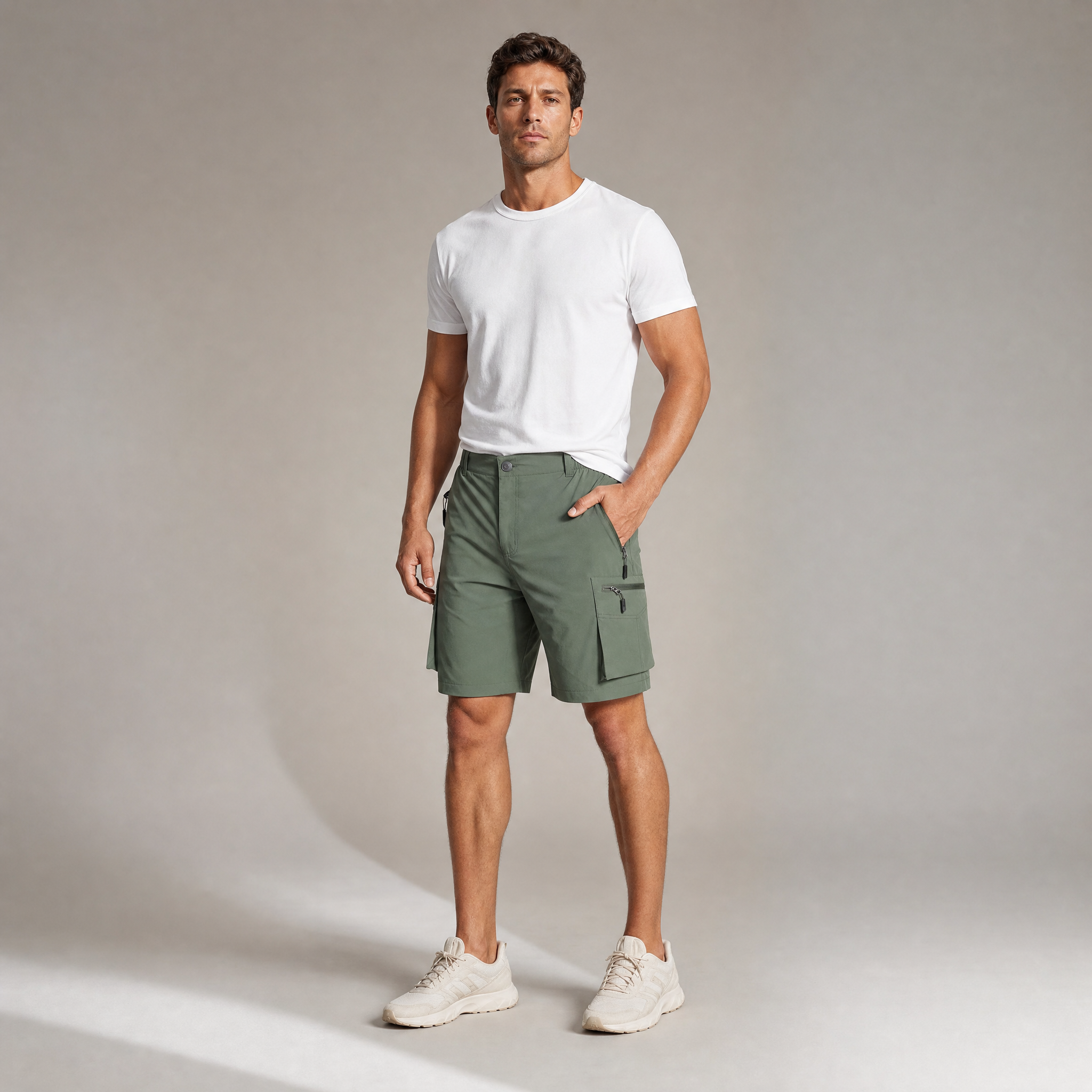 Men's Cargo Shorts | Elastic Waist, Zip Pockets