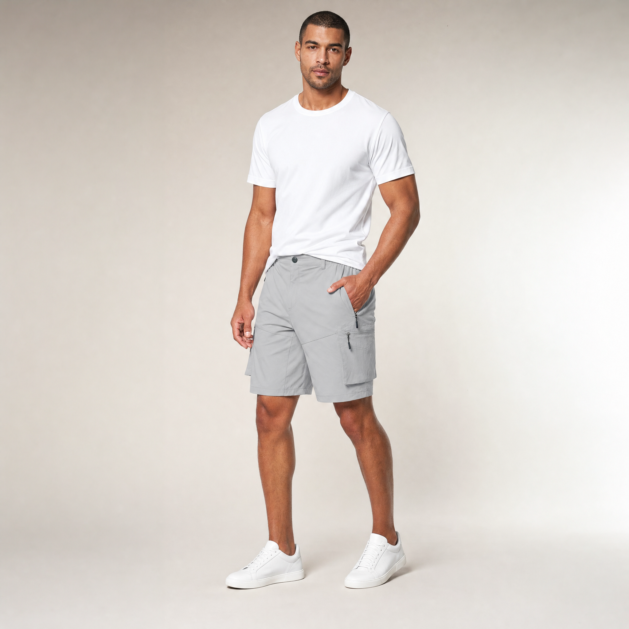 Men's Cargo Shorts | Elastic Waist, Zip Pockets