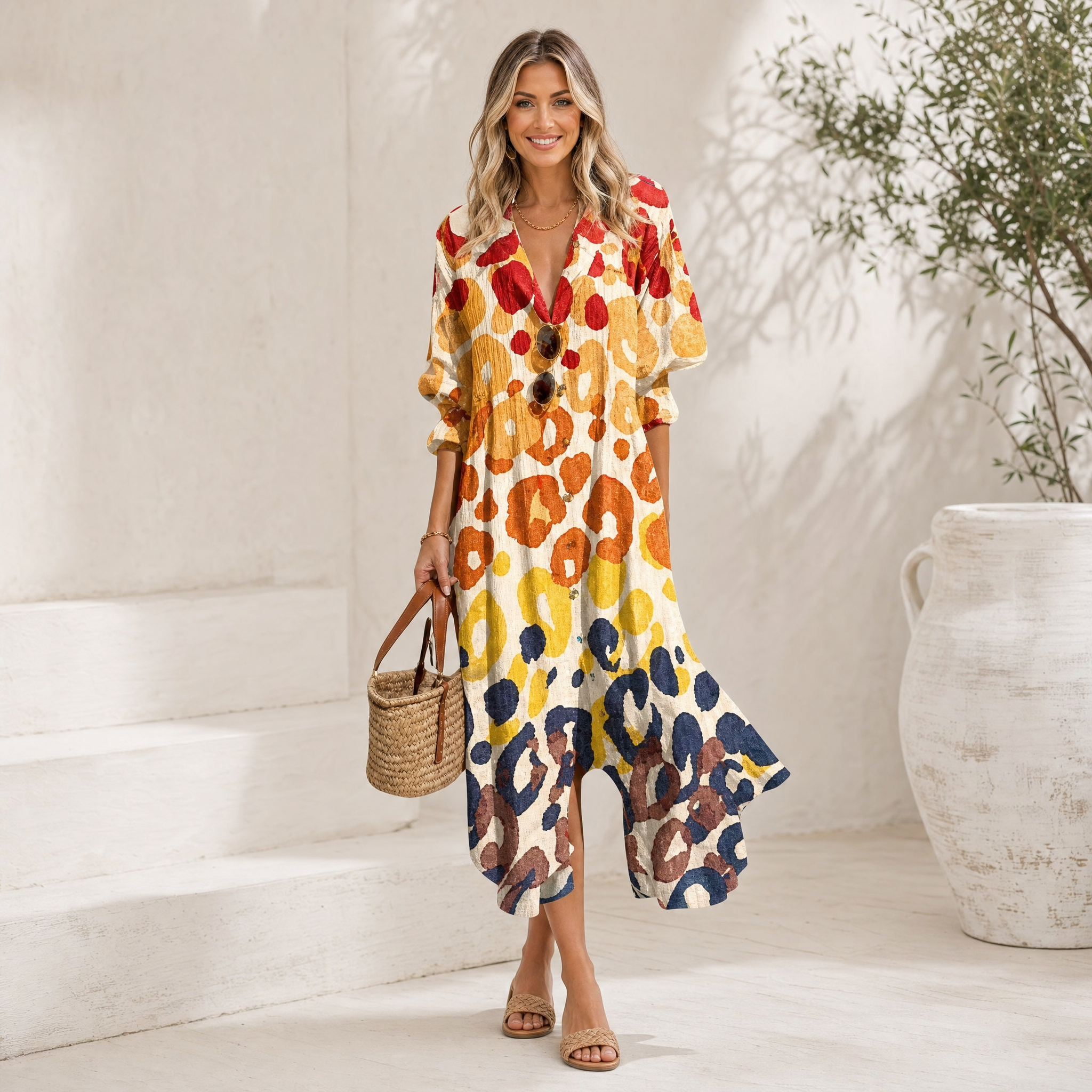 Women's Boho Summer Dress – Flowy Casual Beach Day Dress