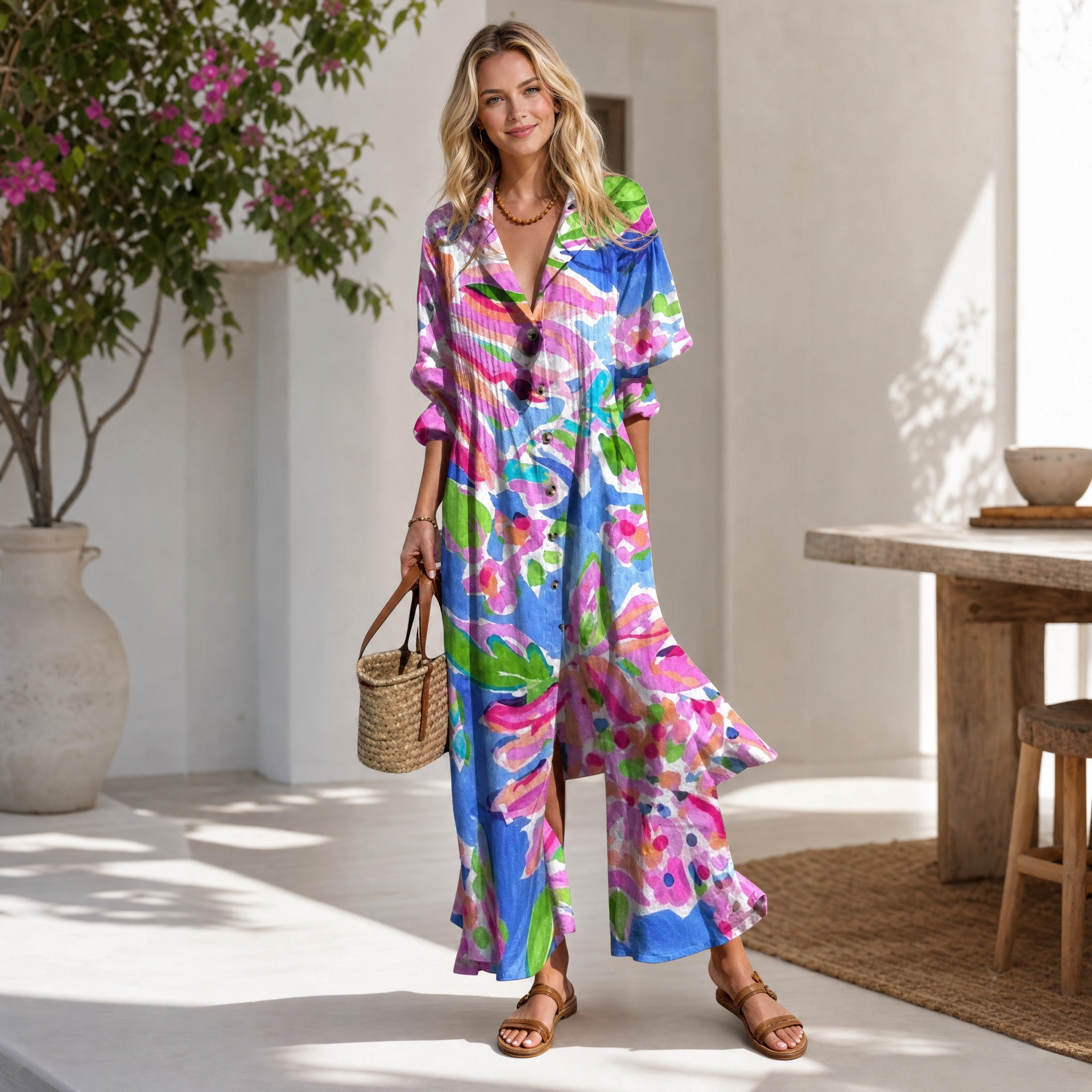 Women's Boho Summer Dress – Flowy Casual Beach Day Dress