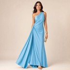 Women's One-Shoulder Maxi Dress – Backless Ruffle Evening Dress