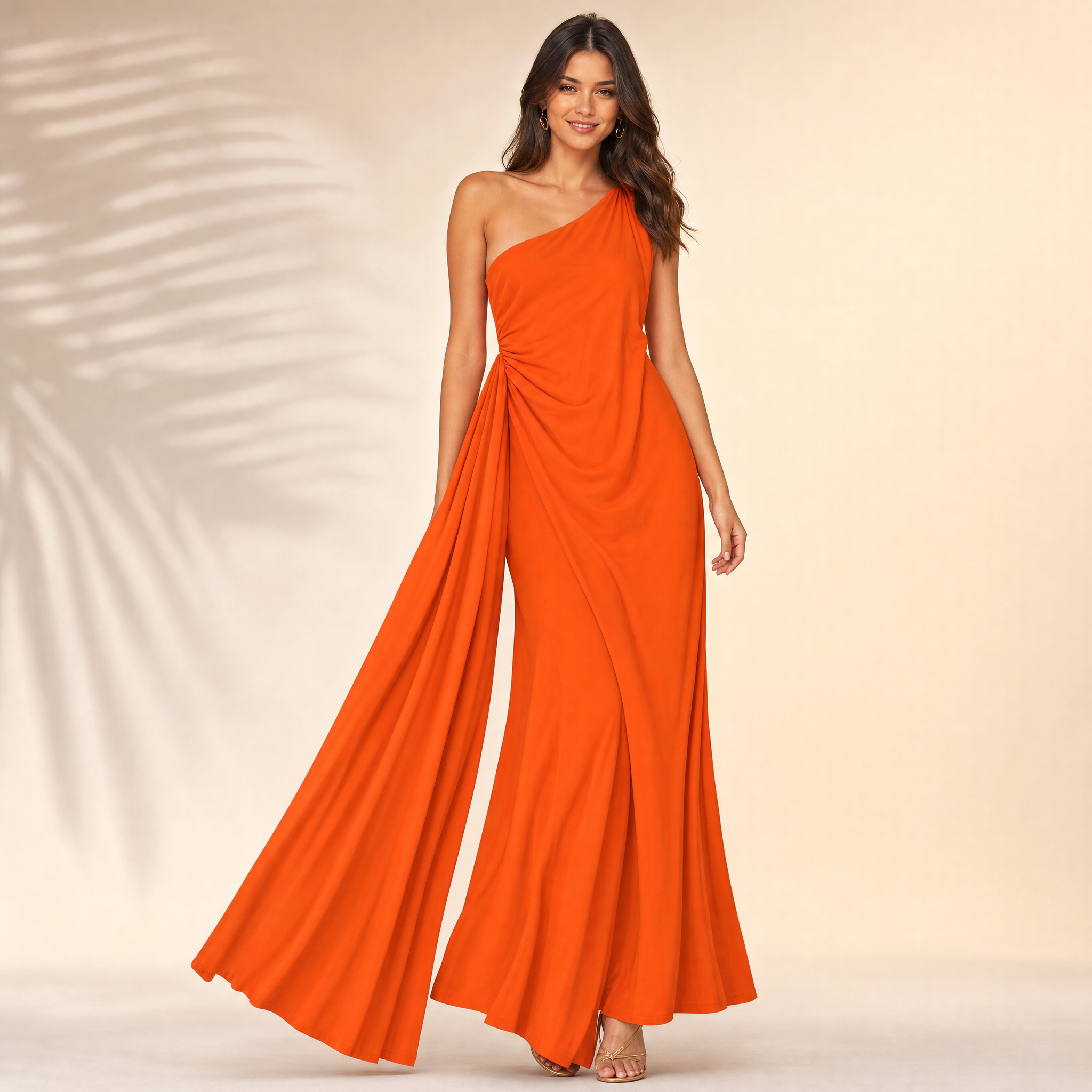 Women's One-Shoulder Maxi Dress – Backless Ruffle Evening Dress