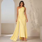 Women's One-Shoulder Maxi Dress – Backless Ruffle Evening Dress