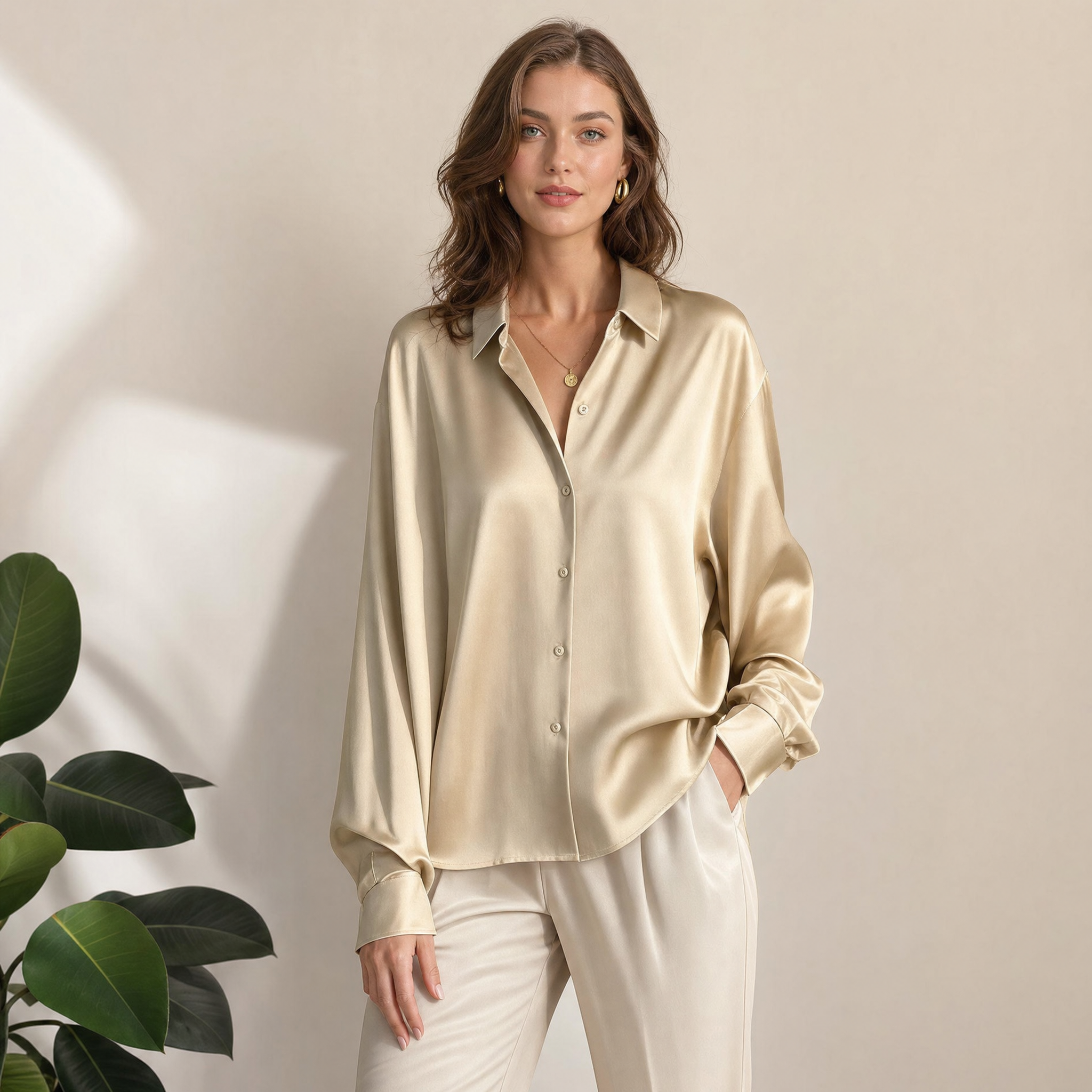 Women's Silk Blouse – Long Sleeve Classic Elegant Top