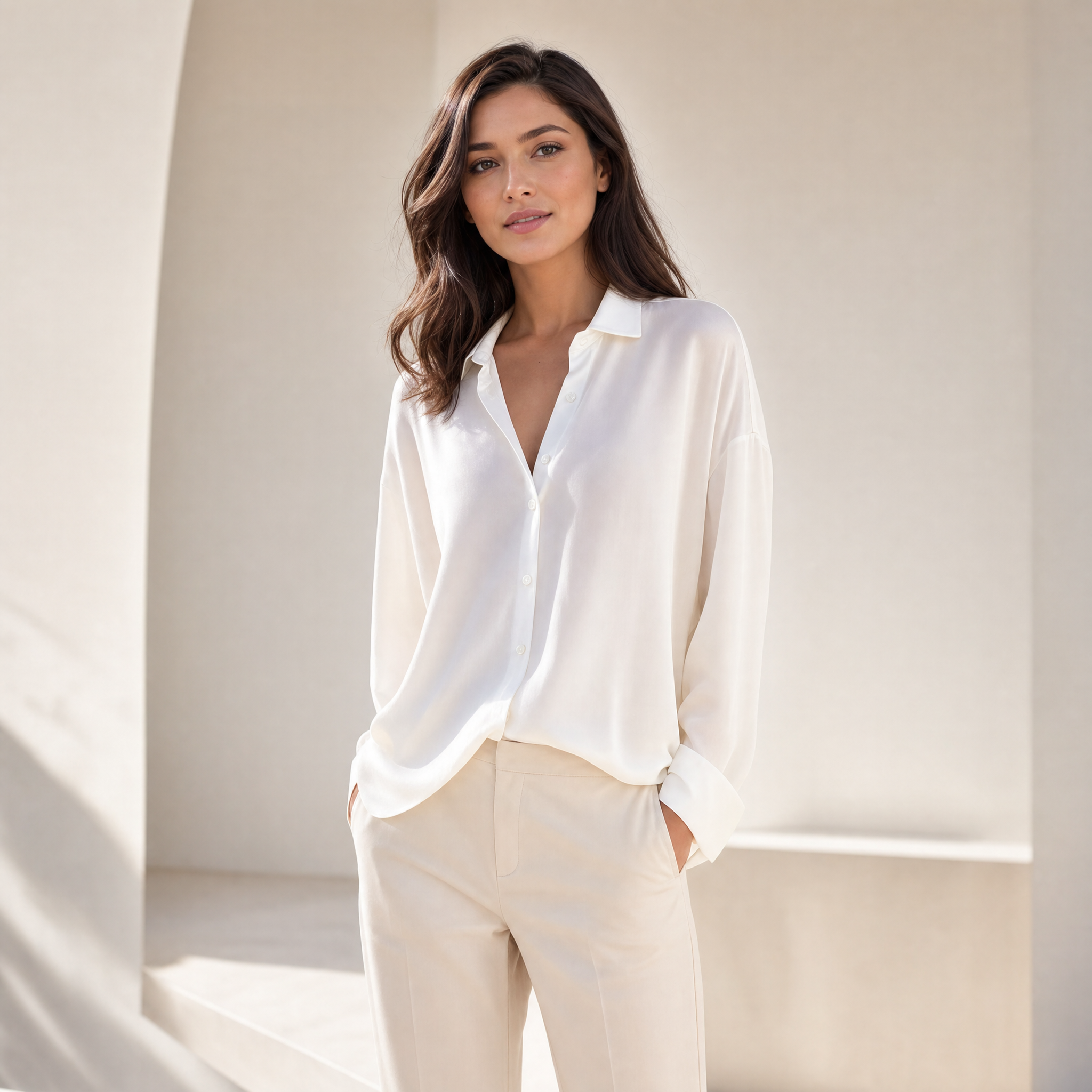 Women's Silk Blouse – Long Sleeve Classic Elegant Top
