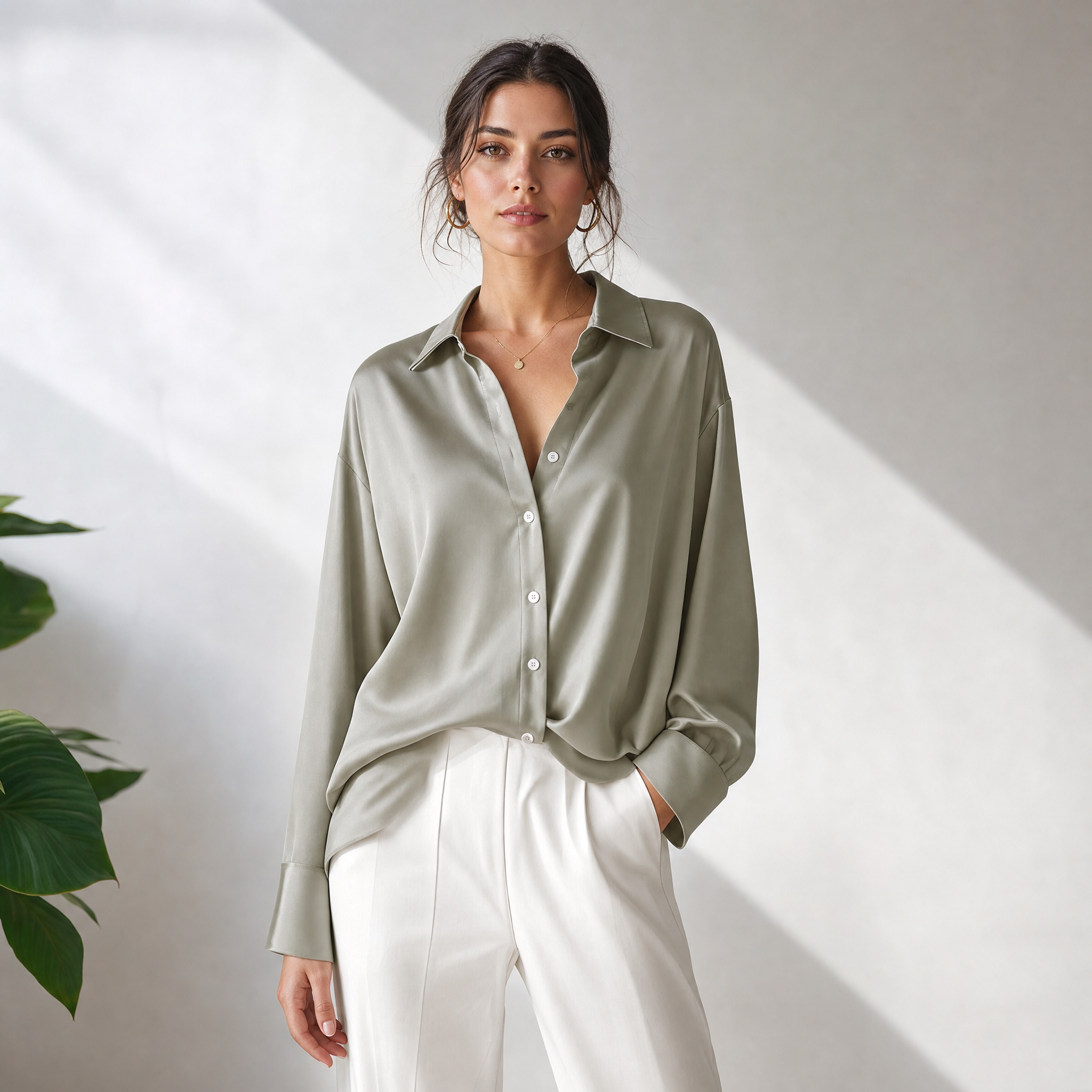 Women's Silk Blouse – Long Sleeve Classic Elegant Top