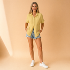 Women's Button-Down Shirt – Relaxed Short Sleeve Casual Top