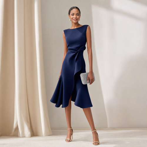 Women's Asymmetric Hem Midi Dress – Chic Summer Party Dress