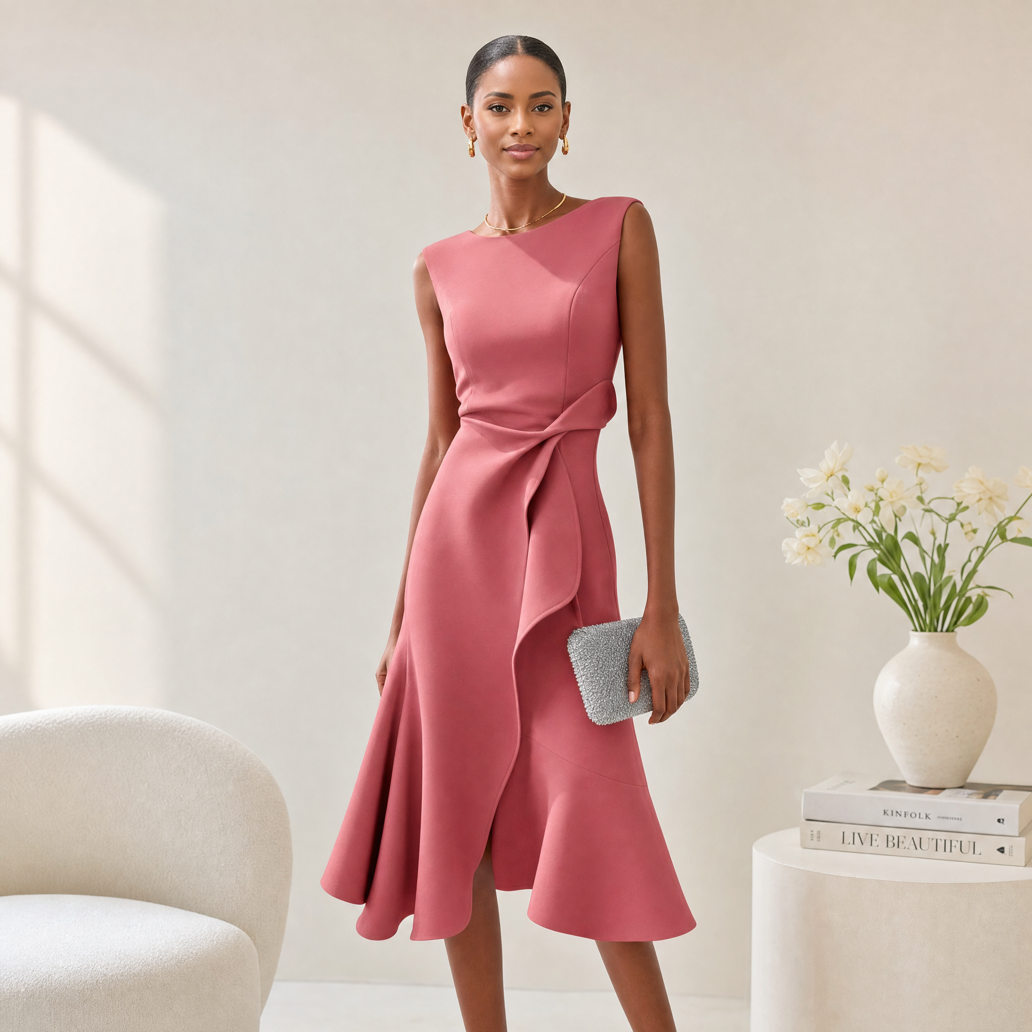 Women's Asymmetric Hem Midi Dress – Chic Summer Party Dress