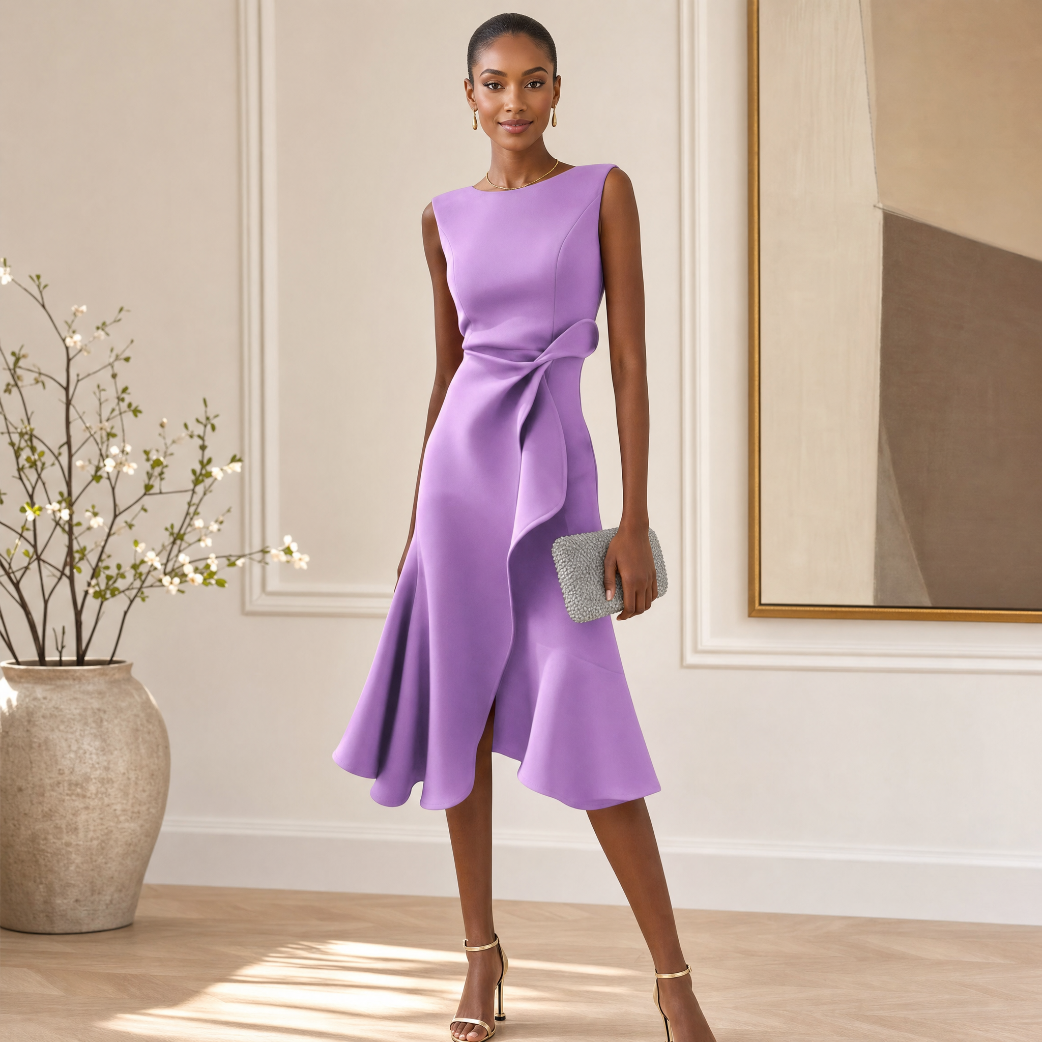 Women's Asymmetric Hem Midi Dress – Chic Summer Party Dress