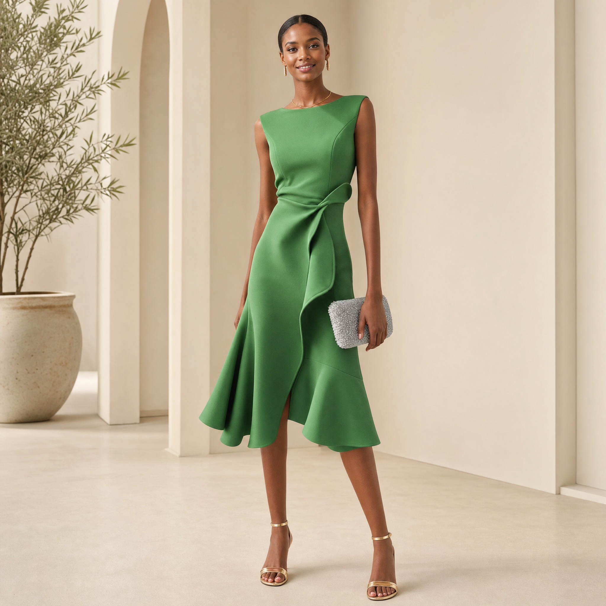 Women's Asymmetric Hem Midi Dress – Chic Summer Party Dress
