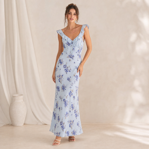 Floral Backless Beach Dress | Sleeveless Summer Dress for Women