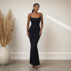 Satin Backless Maxi Dress | Sleeveless Long Dress for Women