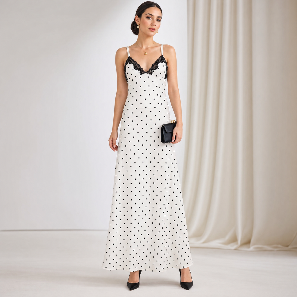 Lace Backless Maxi Dress | V-Neck Slim Fit Long Dress for Women