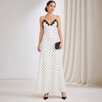 Lace Backless Maxi Dress | V-Neck Slim Fit Long Dress for Women