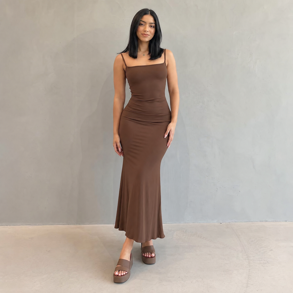 Satin Backless Maxi Dress | Sleeveless Long Dress for Women