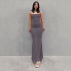 Satin Backless Maxi Dress | Sleeveless Long Dress for Women