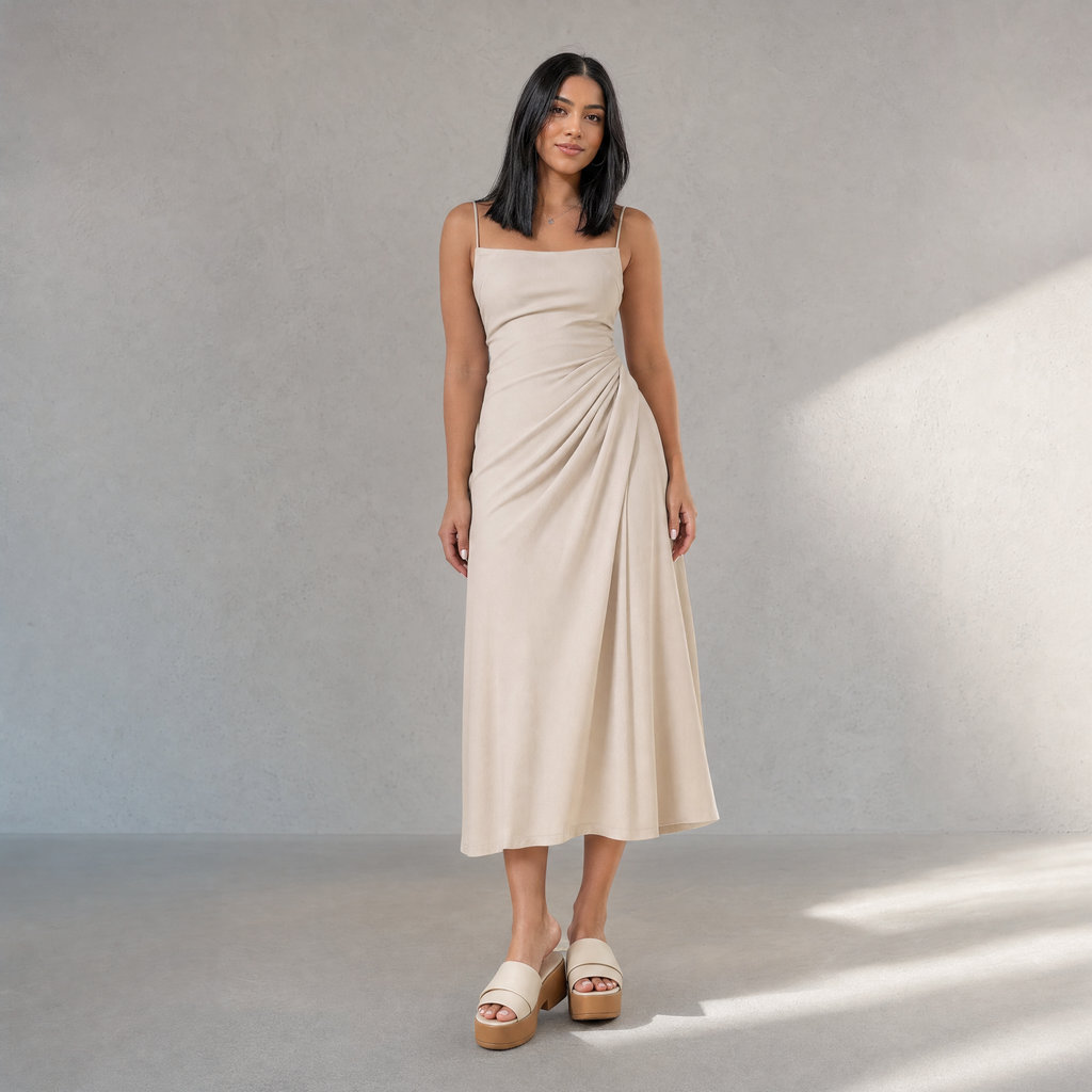 Satin Backless Maxi Dress | Sleeveless Long Dress for Women